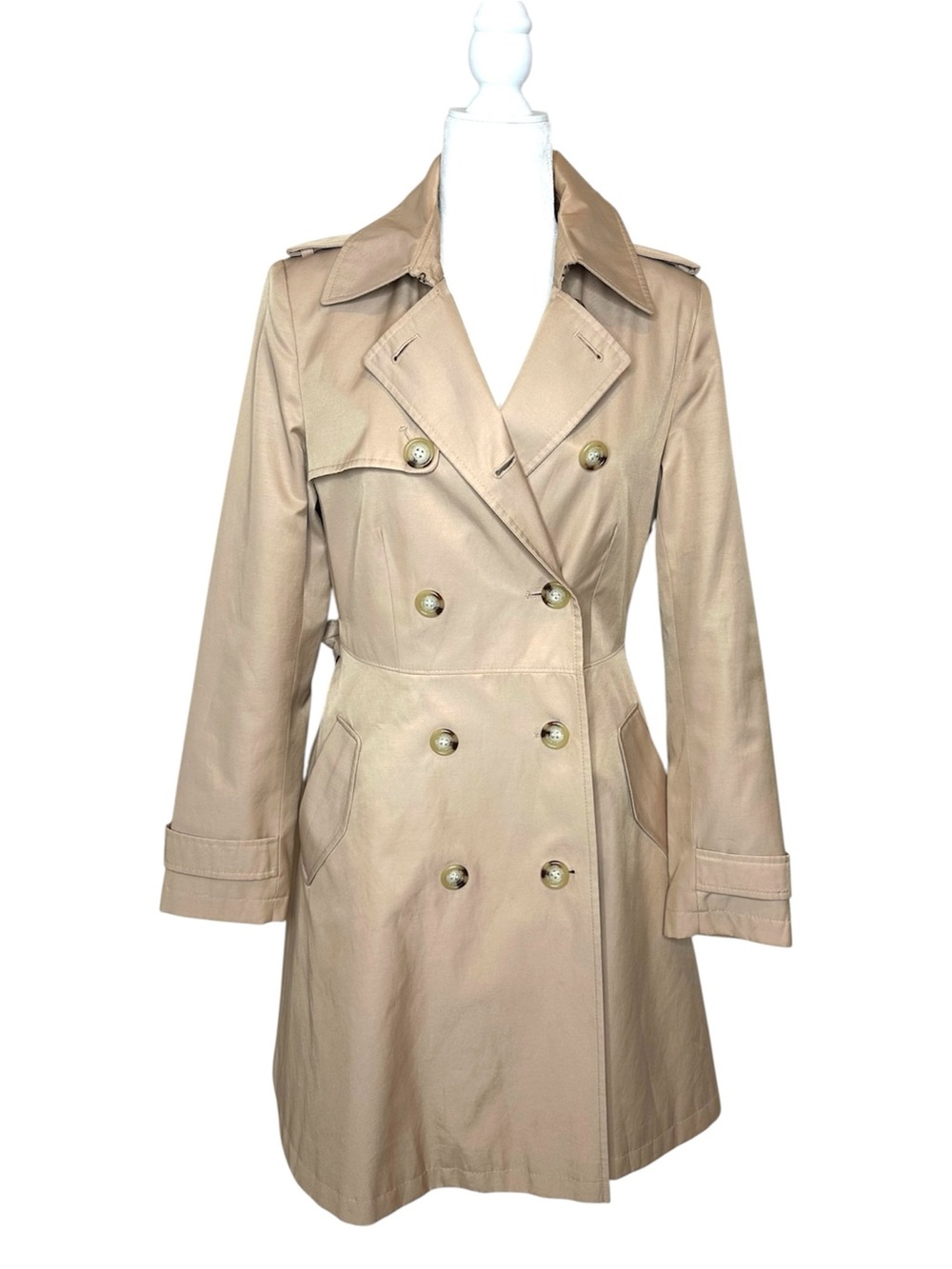 Lauren Ralph Lauren Trench Coat Size Small Classic Tan Khaki Double Breasted